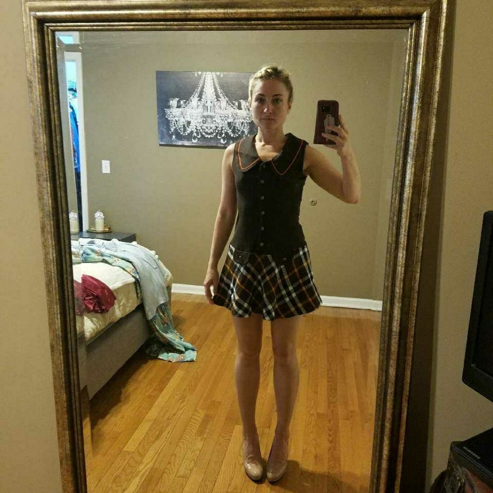 70s vintage short dress brown and orange